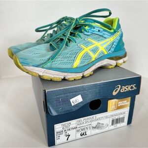 ASICS Gel Pursue 3 Running Active Shoe Size 7 Aqua Splash Safety Yellow Aquarium